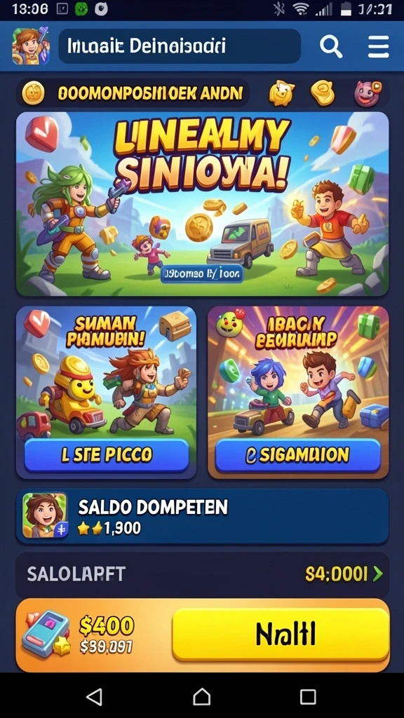 Tampilan utama permainan dengan karakter unik.