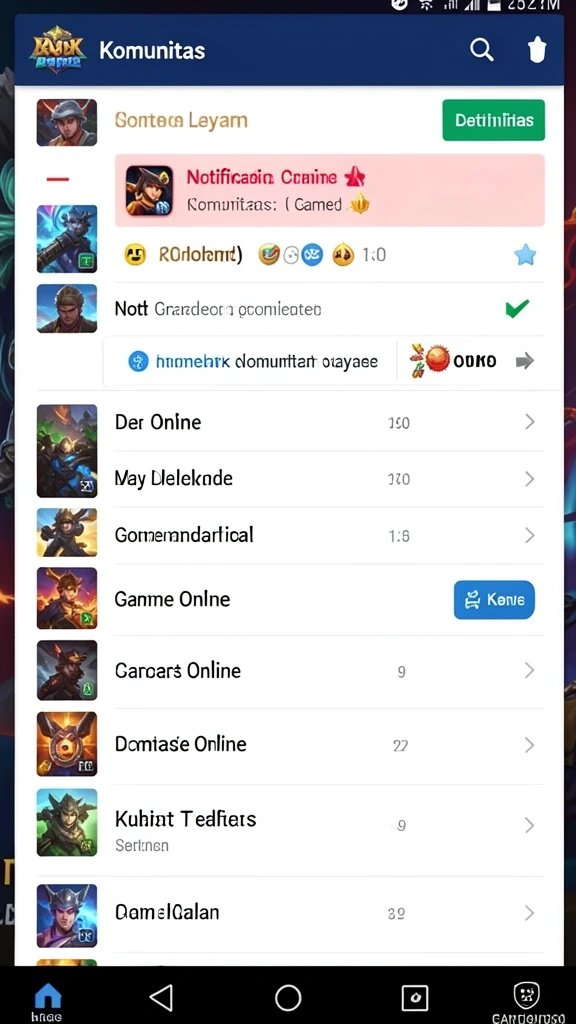 Screenshot menunjukkan berbagai pilihan permainan yang tersedia.