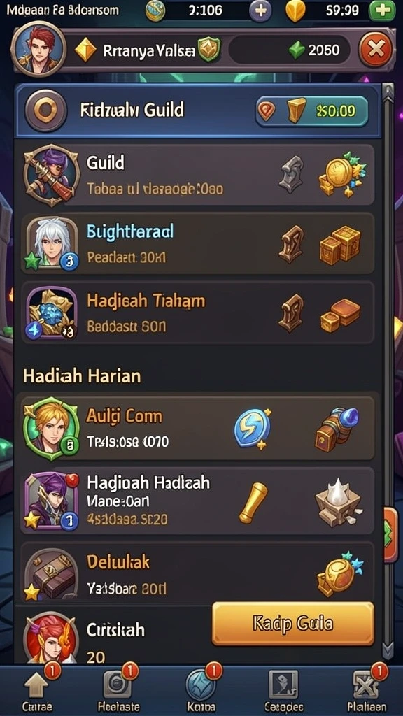 Tampilan awal game dengan karakter utama.