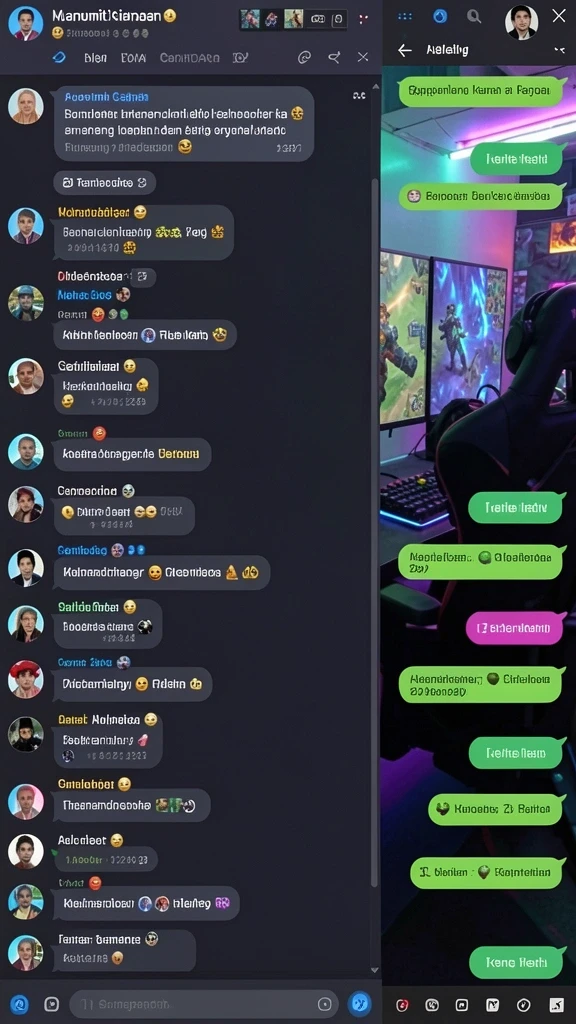 Interaksi dengan pemain lain di komunitas game.